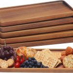 Wood Serving Platters and Trays - 14" x 5.5" Wooden Mini Charcuterie Boards, Small Cheese Board, Rectangle Wooden Tray for Kitchen Counter,Restaurant, Home Decor, Party